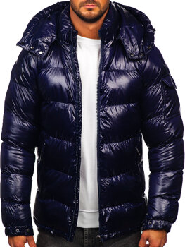 Granatowa pikowana kurtka męska zimowa Denley 9976