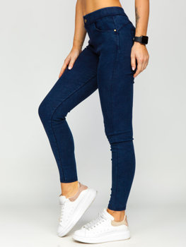 Granatowe jeansowe legginsy damskie Denley W7183