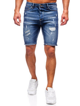 Granatowe krótkie spodenki jeansowe męskie Denley 0368