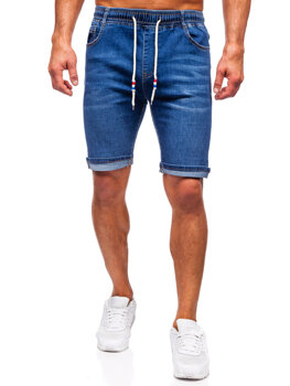 Granatowe krótkie spodenki jeansowe męskie Denley 9325