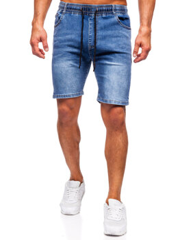 Granatowe krótkie spodenki jeansowe męskie Denley 9329