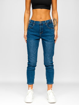 Granatowe spodnie jeansowe damskie Denley FL1943