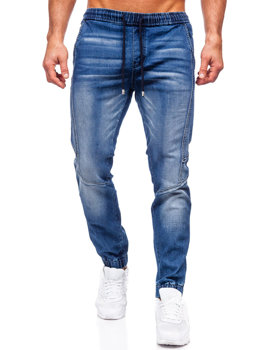 Granatowe spodnie jeansowe joggery męskie Denley MP0115BS 