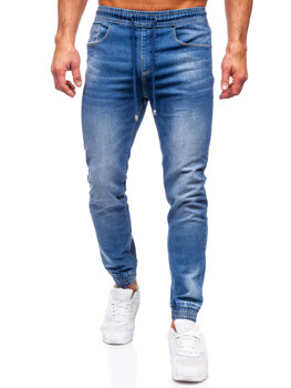 Granatowe spodnie jeansowe joggery męskie Denley MP0275BC