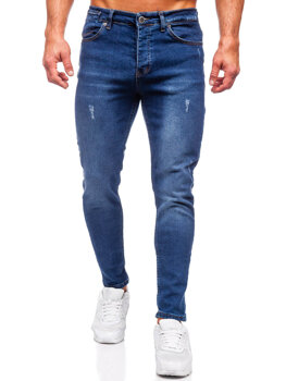 Granatowe spodnie jeansowe męskie regular fit Denley 6217