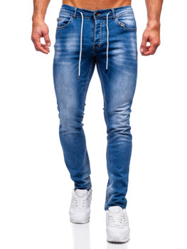 Granatowe spodnie jeansowe męskie regular fit Denley MP021BC