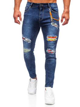 Granatowe spodnie jeansowe męskie regular fit Denley TF093