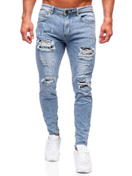 Granatowe spodnie jeansowe męskie skinny fit Denley E7721B