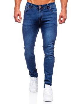 Granatowe spodnie jeansowe męskie slim fit Denley 6147