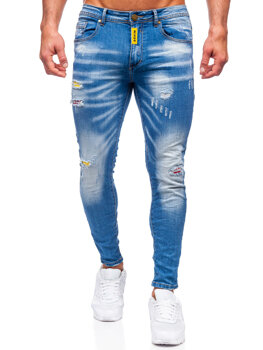 Granatowe spodnie jeansowe męskie slim fit Denley BC1025