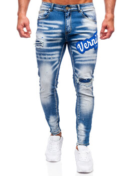 Granatowe spodnie jeansowe męskie slim fit Denley BC1068