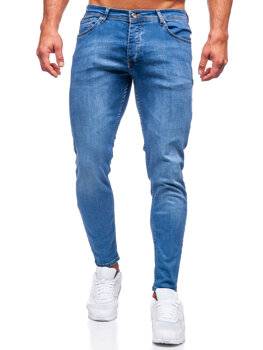 Granatowe spodnie jeansowe męskie slim fit Denley R922