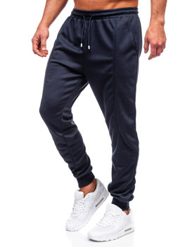 Granatowe spodnie męskie joggery dresowe Denley 8K183