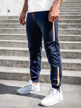Granatowe spodnie męskie joggery dresowe Denley K10336A