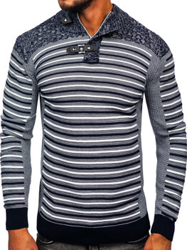 Granatowy sweter męski ze stójką Denley 1028