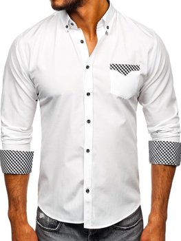 Koszula męska elegancka z długim rękawem biała Bolf 4711