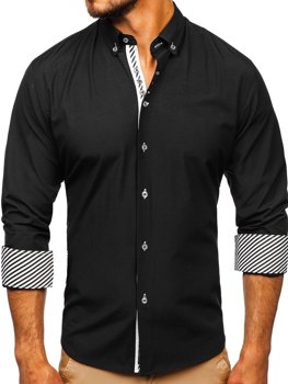 Koszula męska elegancka z długim rękawem czarna Bolf 5796