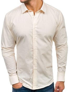 Koszula męska elegancka z długim rękawem ecru Denley TS100