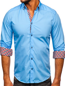 Koszula męska z długim rękawem błękitna Bolf 3707