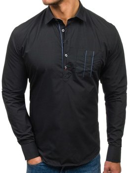 Koszula męska z długim rękawem czarna Bolf 5791