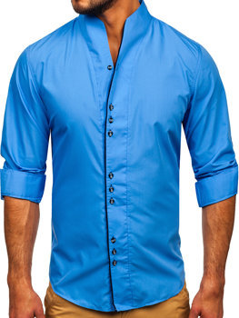 Koszula męska z długim rękawem niebieska Bolf 5720