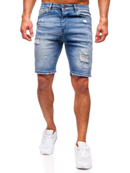 Niebieskie krótkie spodenki jeansowe męskie Denley 0367