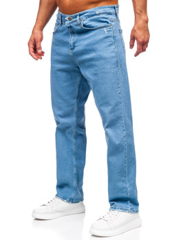 Niebieskie spodnie jeansowe męskie regular Denley 5462