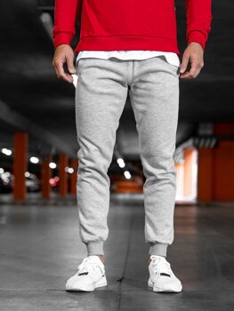 Spodnie męskie joggery dresowe szare Denley XW01-B