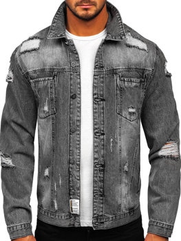 Szara jeansowa kurtka męska Denley MJ501G
