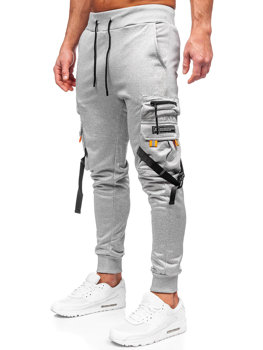 Szare bojówki spodnie męskie joggery dresowe Denley HS7162