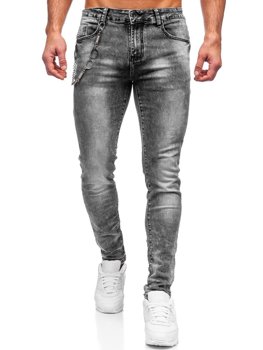Szare jeansowe spodnie męskie slim fit Denley 61005S0