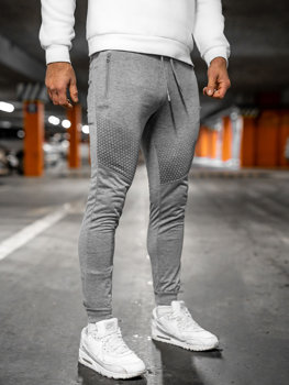 Szare spodnie męskie joggery dresowe Denley HW2351