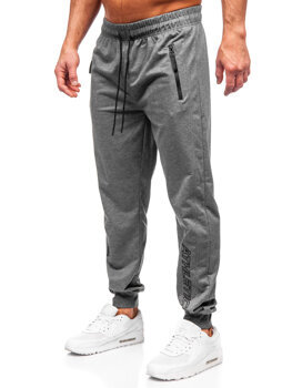 Szare spodnie męskie joggery dresowe Denley JX6351