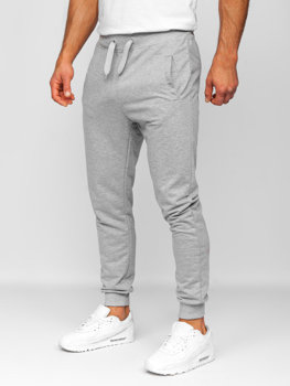 Szare spodnie męskie joggery dresowe Denley XW02
