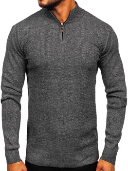 Szary sweter męski ze stójką Denley S8206