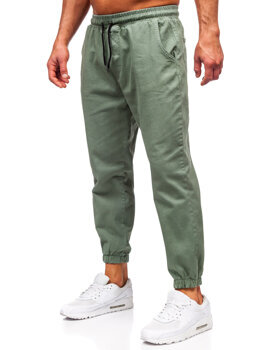 Zielone spodnie joggery męskie Denley 001