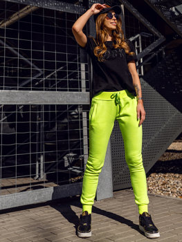 Zielony-neon spodnie dresowe damskie Denley CK-01B
