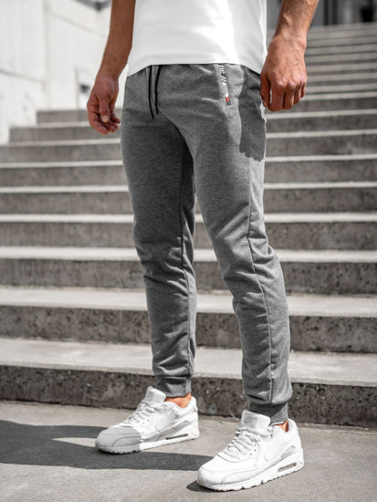 Antracytowe spodnie męskie joggery dresowe Denley JX5006