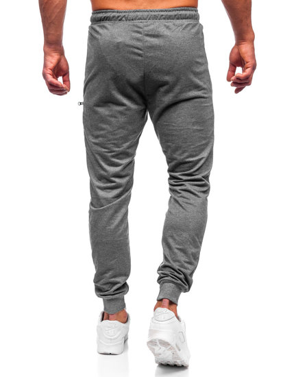 Antracytowe spodnie męskie joggery dresowe Denley K10353