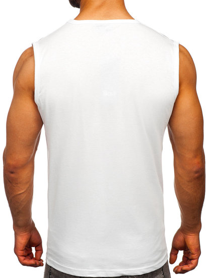 Biała koszulka tank top z nadrukiem Bolf 14823