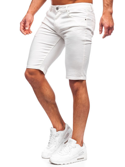 Białe krótkie spodenki jeansowe męskie Denley 20804-1
