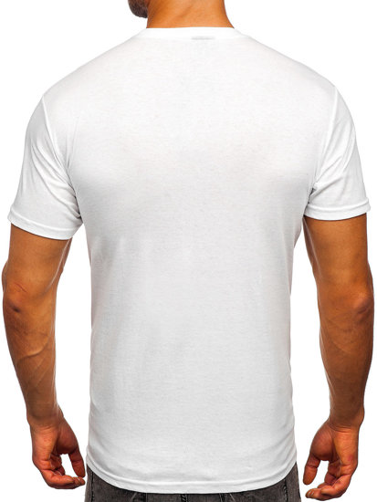 Biały bawełniany t-shirt męski z nadrukiem Bolf 0404T