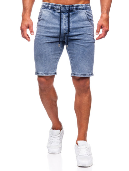 Błękitne krótkie spodenki jeansowe męskie Denley MP0273BS