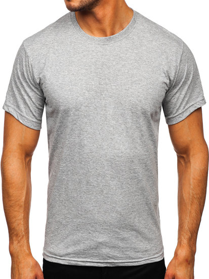 Ciemnoszary bawełniany T-shirt męski bez nadruku Bolf 192397
