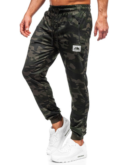 Ciemnozielone spodnie męskie joggery dresowe moro Denley JX6186