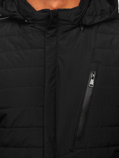 Czarna pikowana kurtka męska przejściowa Denley 22M305