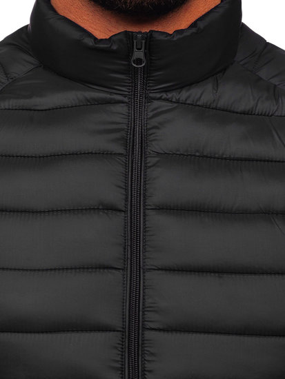 Czarna pikowana kurtka męska przejściowa Denley 23M9005