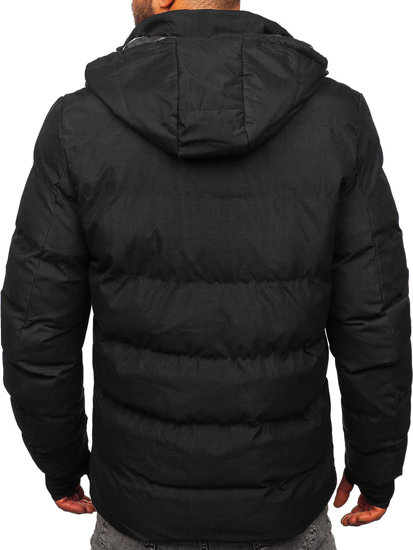 Czarna pikowana kurtka męska zimowa Denley 5M756