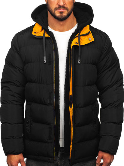 Czarna pikowana kurtka męska zimowa Denley 7145