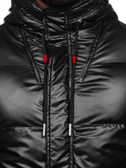 Czarna pikowana kurtka męska zimowa sportowa Denley EX2125